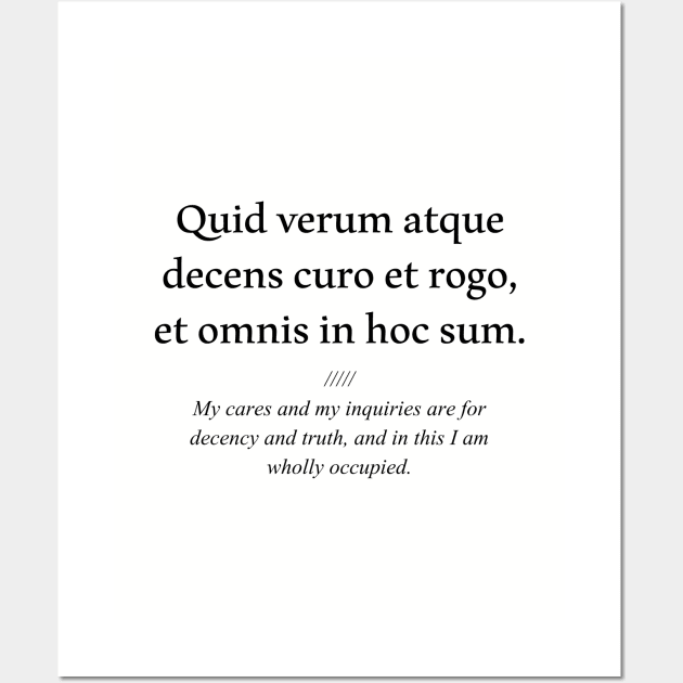 Latin quote: Quid verum atque decens curo et rogo, et omnis in hoc sum. Wall Art by patpatpatterns